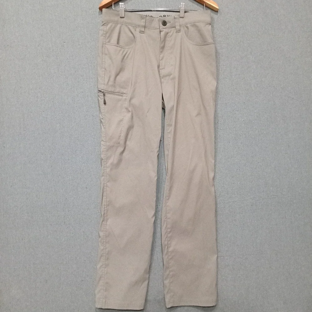 Orvis Mens Tech Pants 32x32 Khaki Tan Outdoor Hiking Travel Straight Leg Pockets
